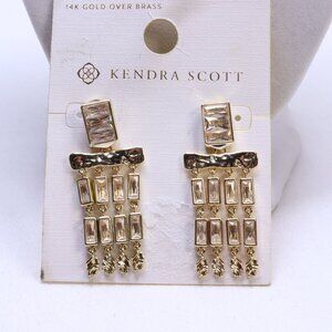 Kendra Scott Jessa Crystal 14K Gold Over Brass Tassel Earrings in White Crystal